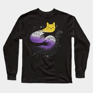 Nonbinary Cat Hug LGBT Pride Flag Long Sleeve T-Shirt